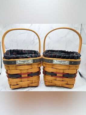 2 Longaberger 1993 Inaugural Basket with Liner and Protector